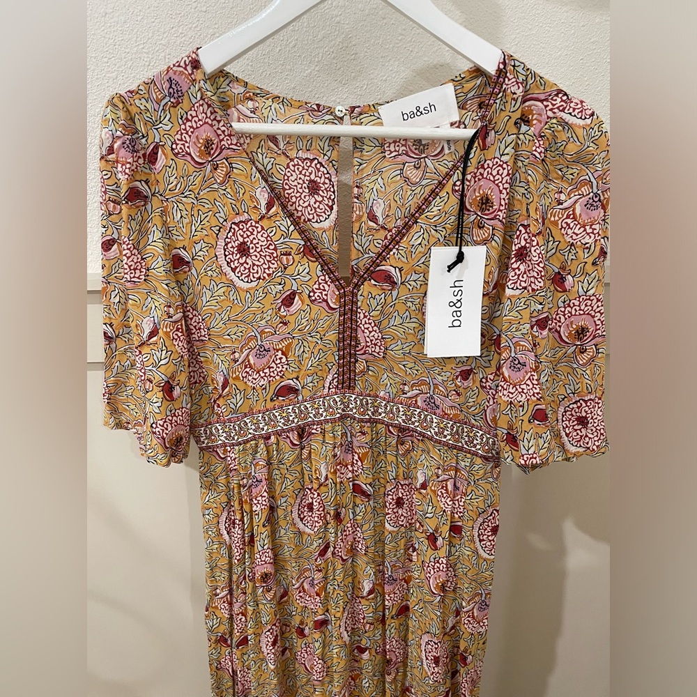 ba&sh NWT Valley Floral Maxi Dress in Yellow and Pink Boho Cottagecore - Picture 8 of 14